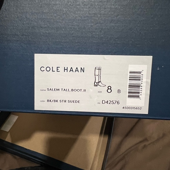 Cole Haan Salem Black Leather Triple Buckle Knee High Riding Boots - Picture 6 of 8